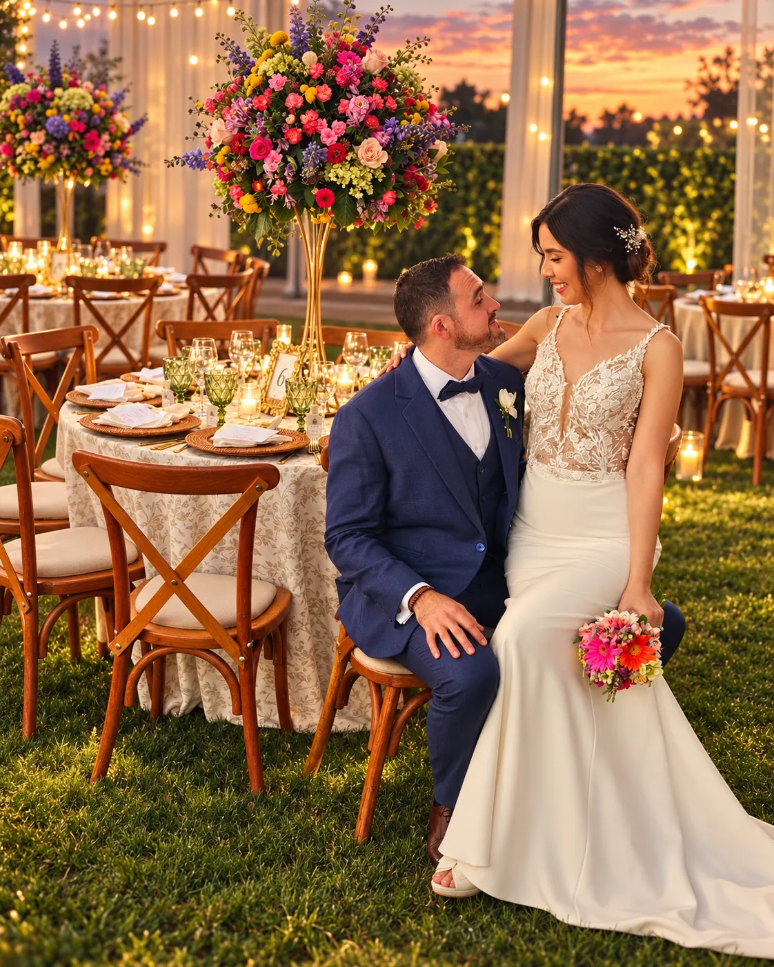 Barra y detalles florales de una boda real producida por SPBE