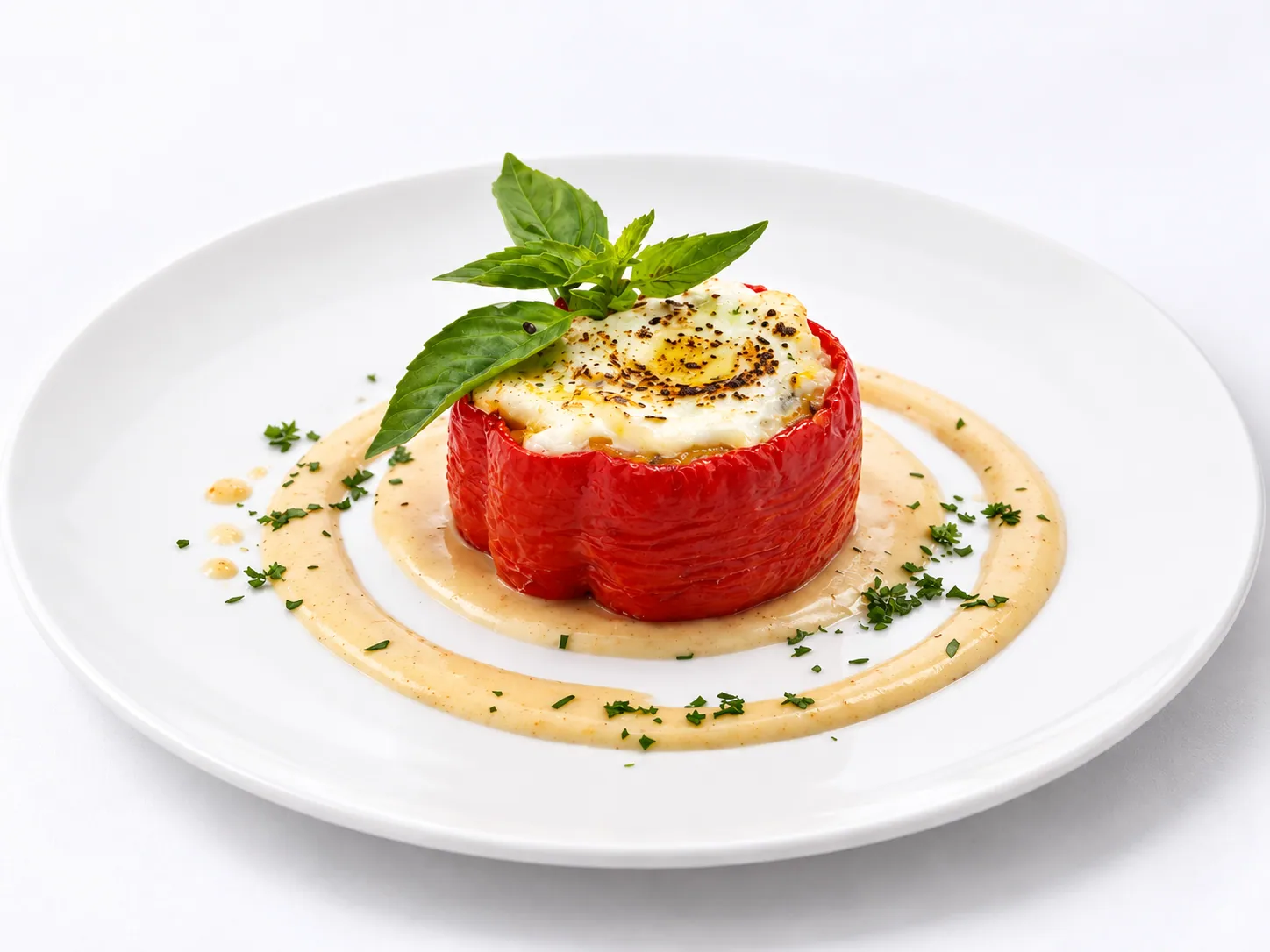 Plato gastronómico de entrada con presentación editorial
